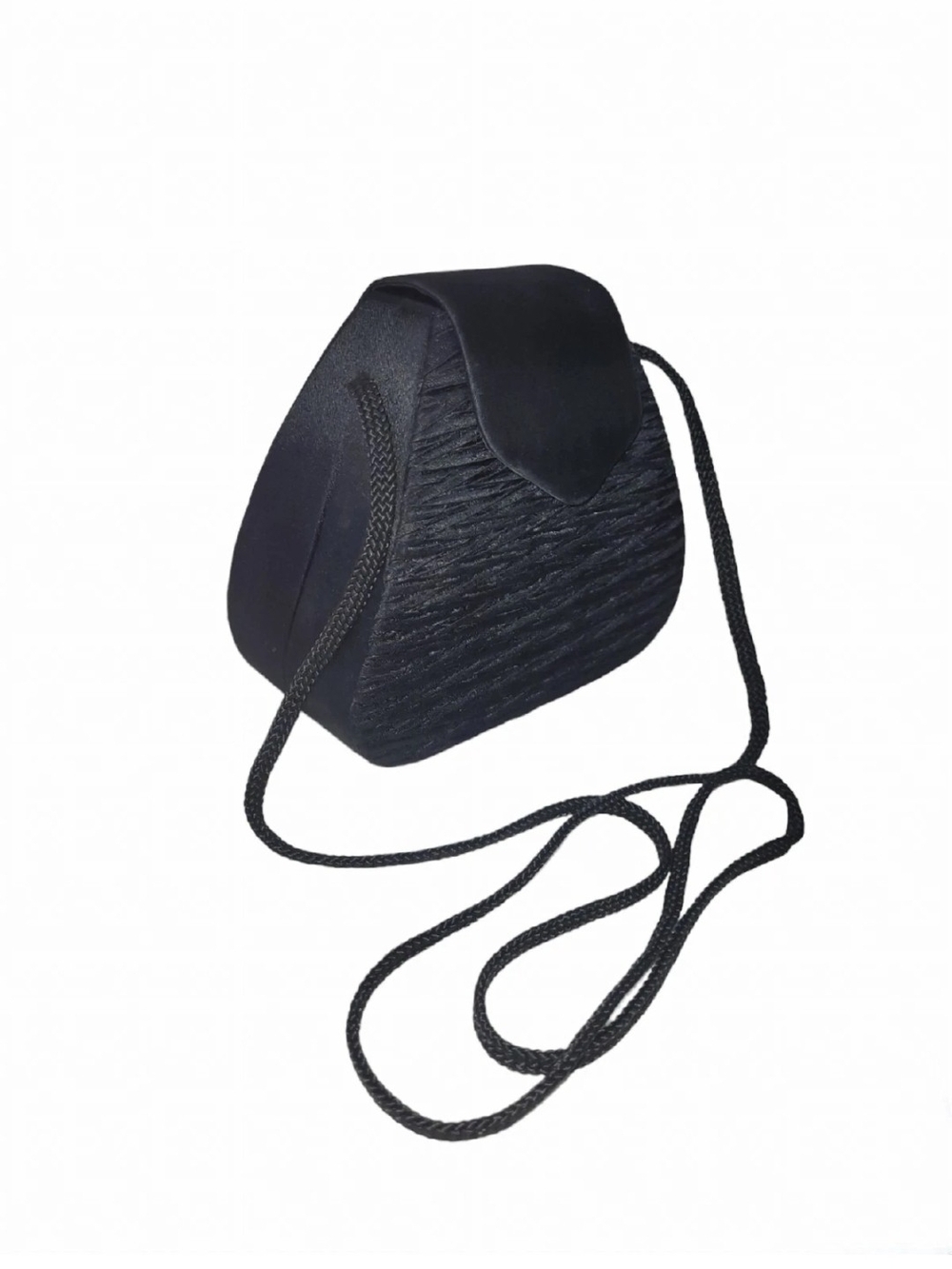 Black Canvas Fabric Cross Body Mini Purse 5⅞" × 5½"